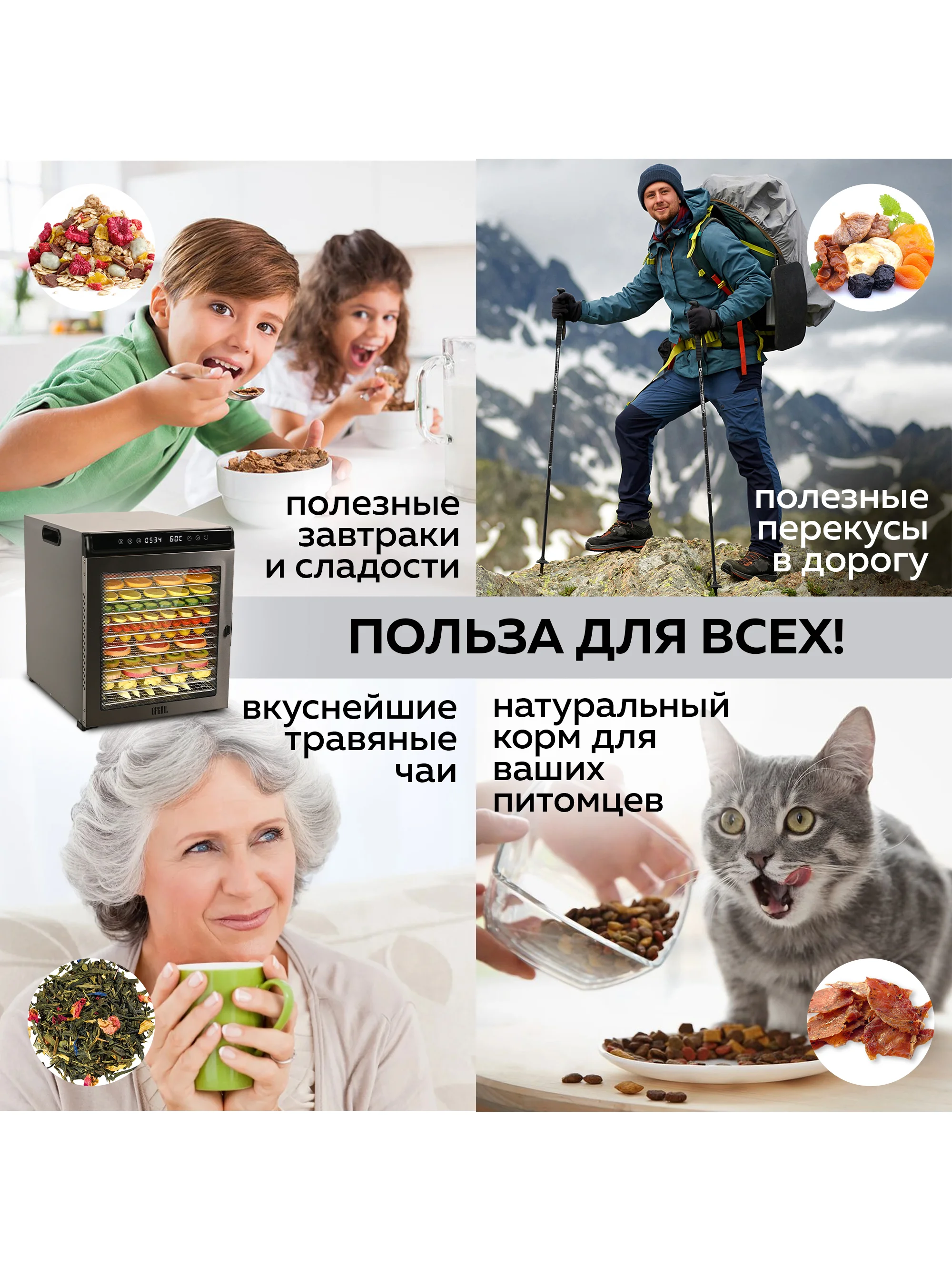 Электрическая сушилка для овощей и фруктов GFGRIL GFD-012, дегидратор