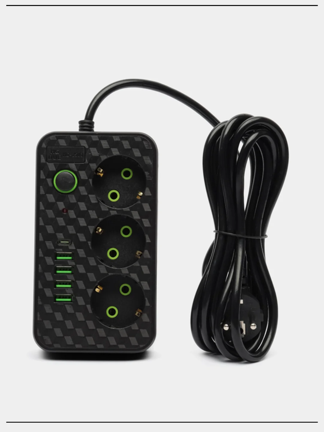 Алый сетевой фильтр-удлинитель с USB и Type-C портами, кнопкой выключения