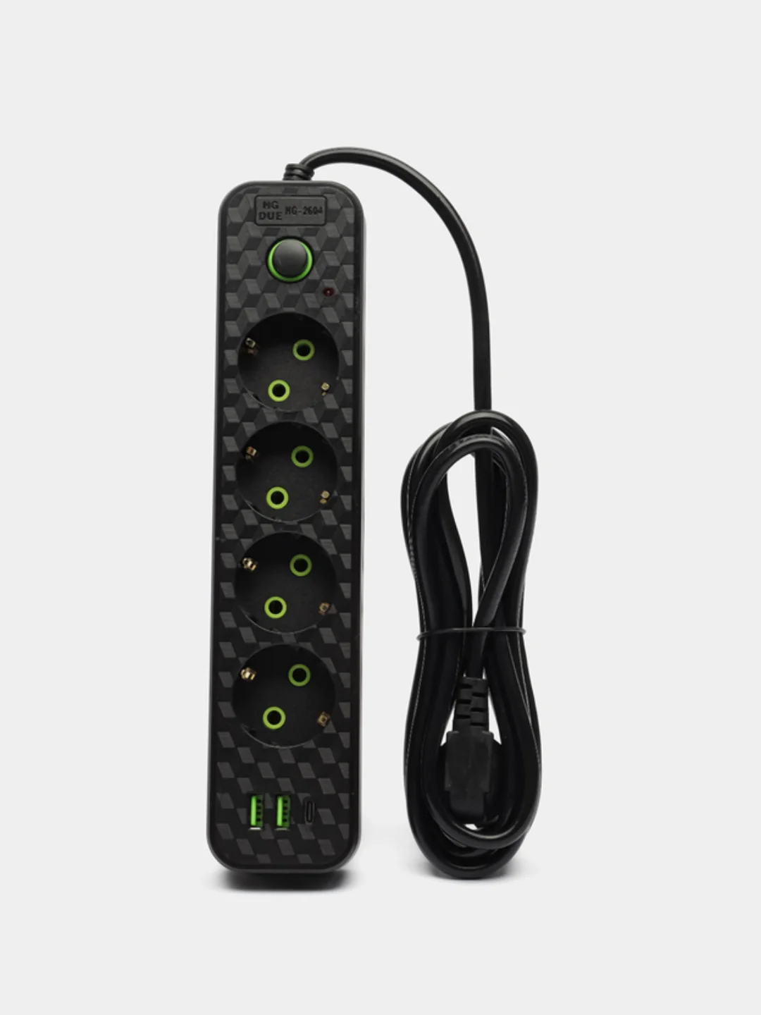 Багровый сетевой фильтр-удлинитель с USB и Type-C портами, кнопкой выключения