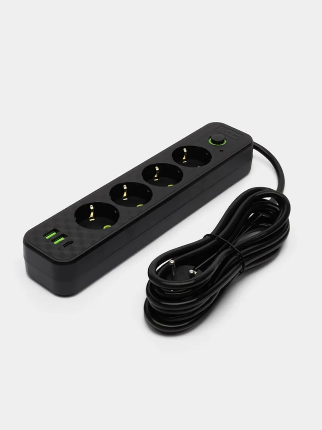 Багровый сетевой фильтр-удлинитель с USB и Type-C портами, кнопкой выключения