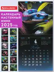 Календарь настенный на 2025 год перекидной, Brauberg, 12 листов, 22,5х22,5см, Мини