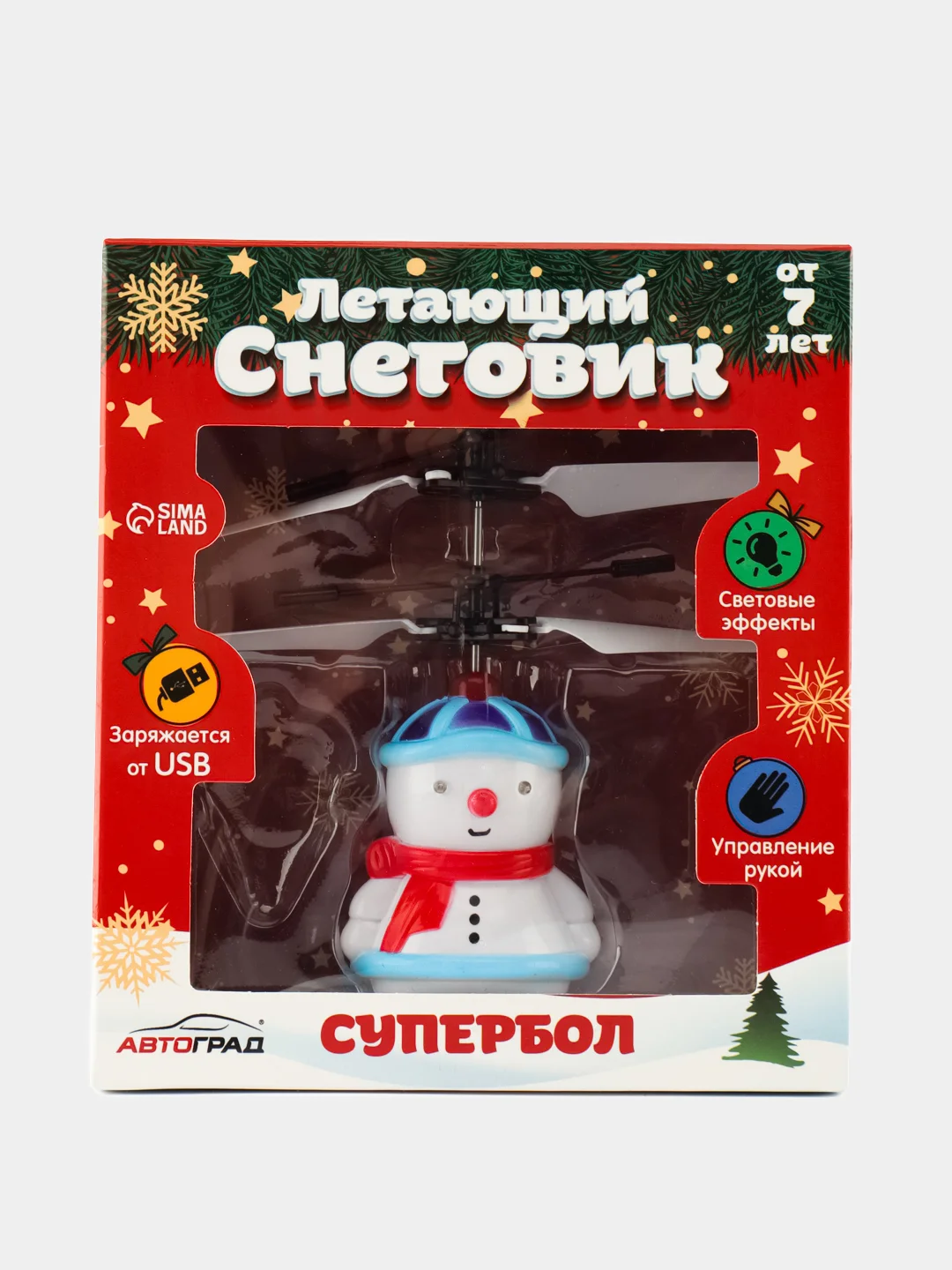 Белый летающая игрушка Снеговик, работает от аккумулятора
