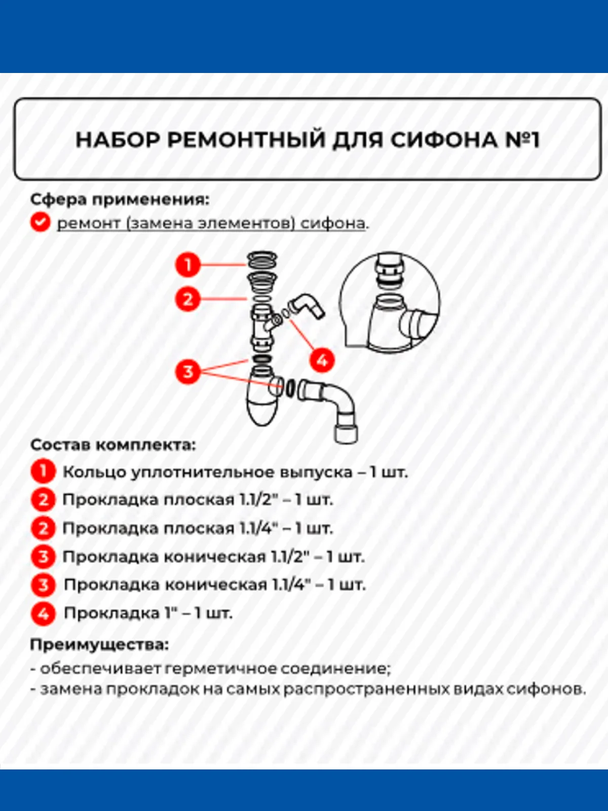 Черный универсальный набор прокладок для ремонта сантехники