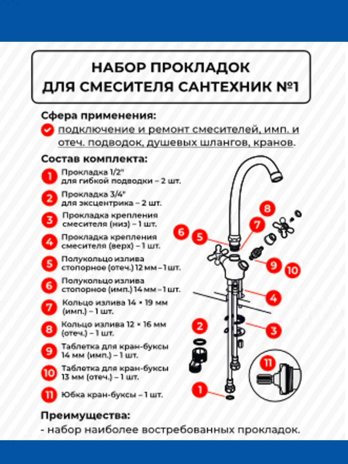 Черный универсальный набор прокладок для ремонта сантехники