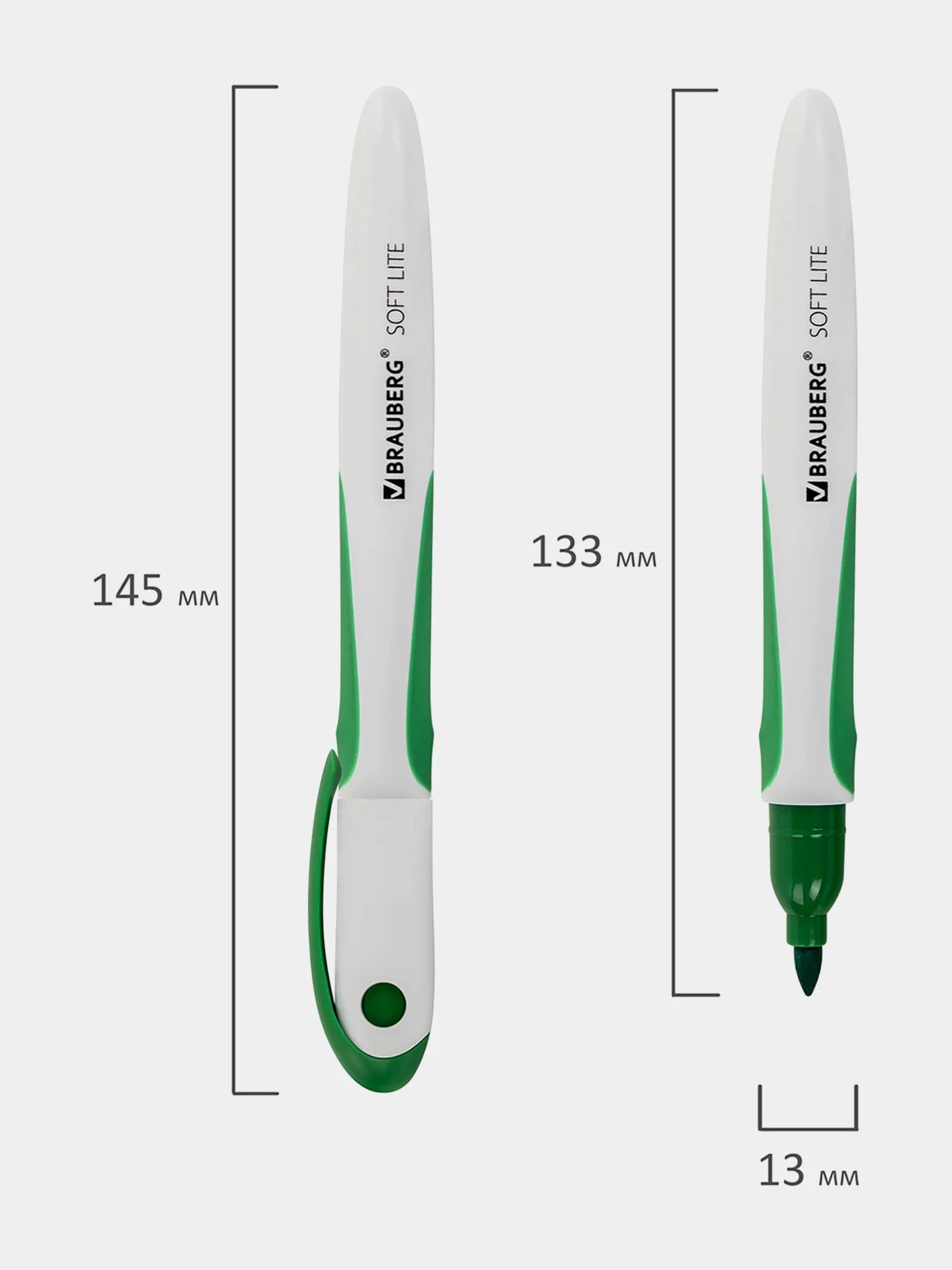 Маркеры стираемые для белой доски НАБОР 4 ЦВЕТА, BRAUBERG "SOFT LITE", 3мм, резин. вставка