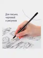 Карандаши простые чернографитные BRAUBERG 12 шт, HB, с ластиком, корпус черно-серый 181719