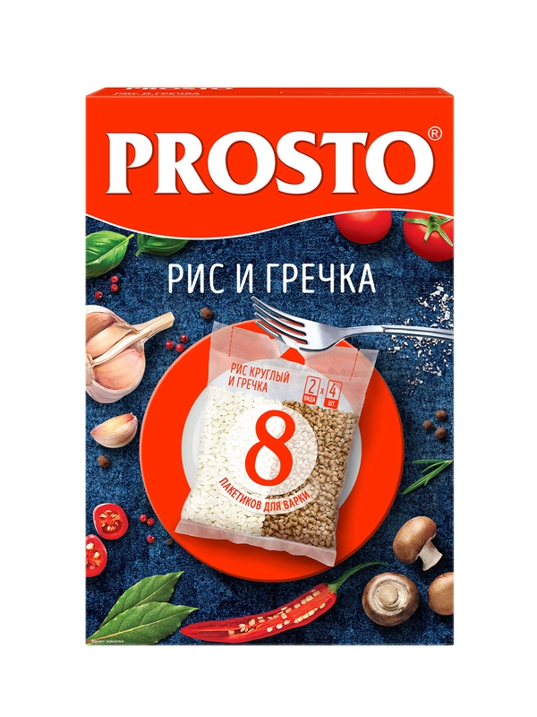 Рис и гречка PROSTO в варочных пакетиках, 500г