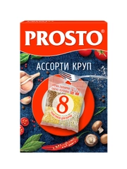 Крупы Ассорти PROSTO (греча, пшено, пшеничка, перловка), в варочных пакетиках, 500г