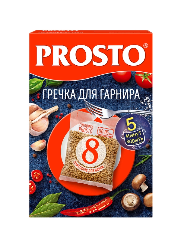 Гречка для гарнира PROSTO в варочных пакетиках, 500г