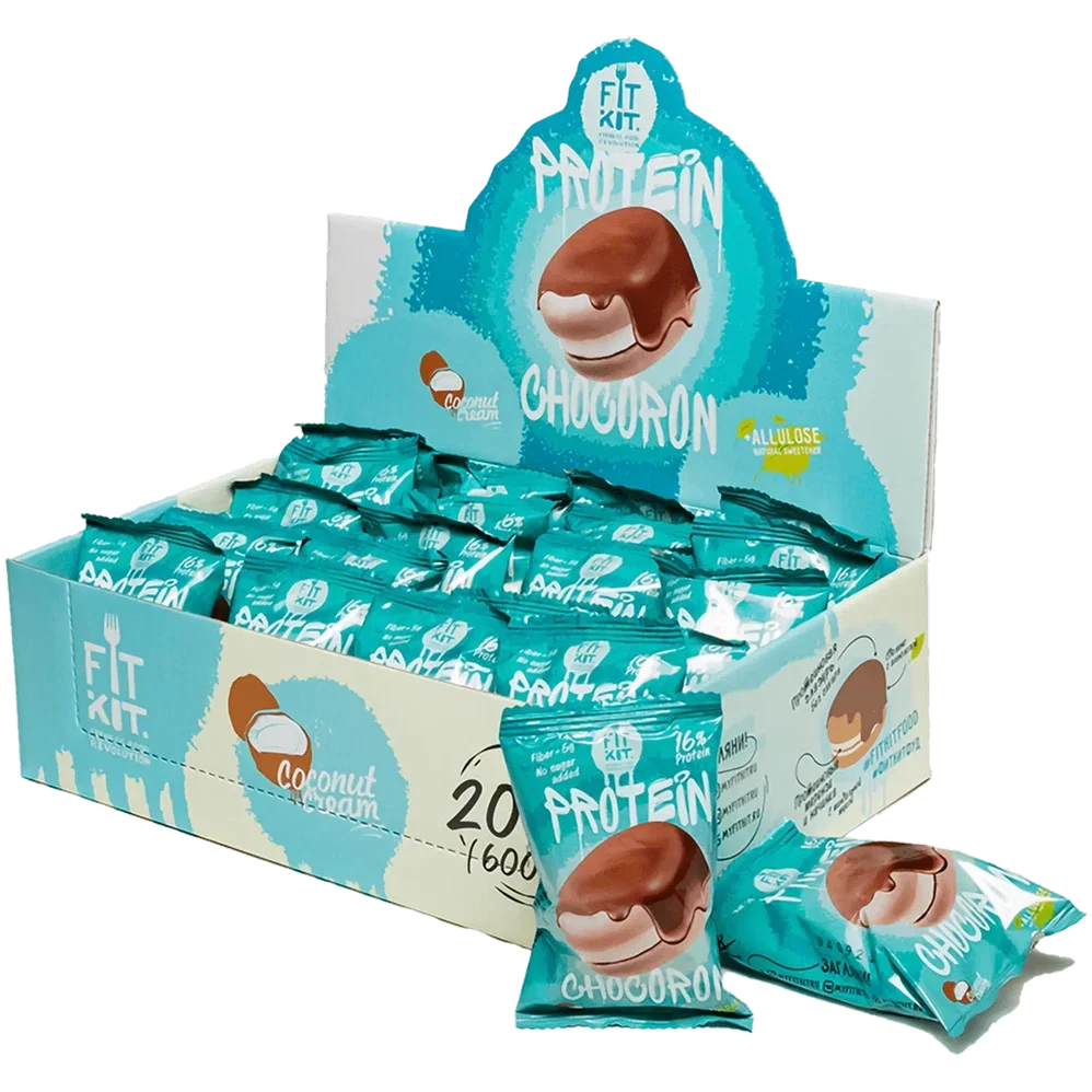 FIT KIT Десерт глазир."ЧОКОРОН" со вкусом Кокос и крем 30г(Protein Chocoron Coconut cream)