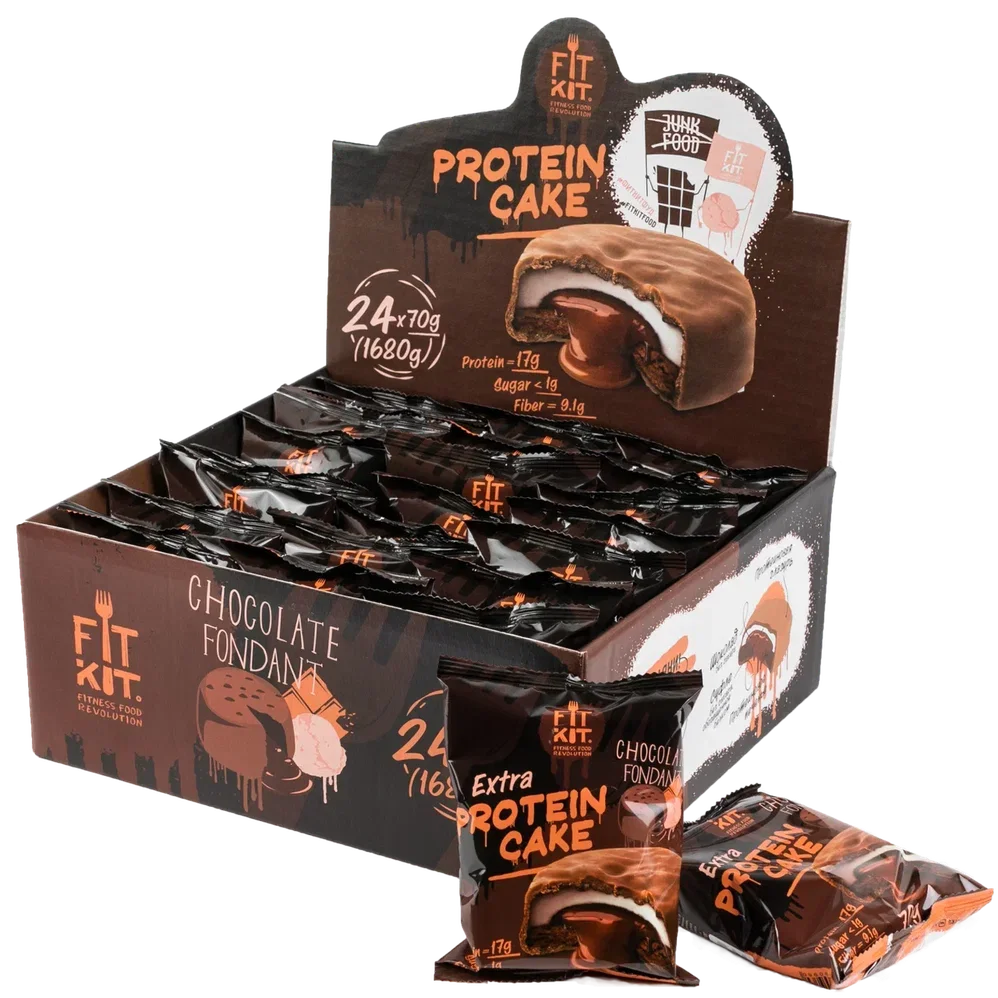 FIT KIT Десерт глаз."КЕЙК" со вк.Шоколад.Фондан 70г (Protein Cake Extra Chocolate fondant)