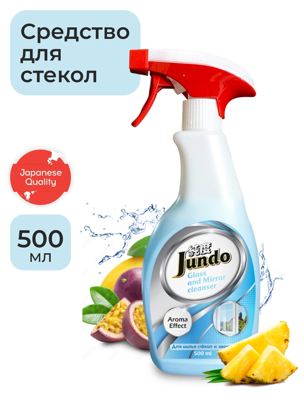 Концентрированное средство для мытья стекол,пластика и зеркал Jundo Active foam, 500 мл