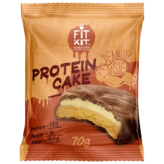 FIT KIT Десерт глазированный "КЕЙК" со вкусом Арахис.паста 70г (Protein Cake Peanut paste)