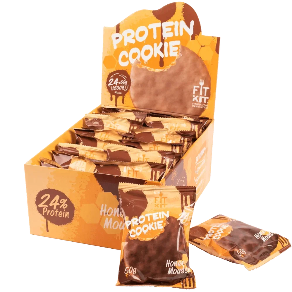 FIT KIT Десерт глаз."КУКИ" со вкус.Медовый мусс 50г(Protein Chocolate Cookie Honey Mousse)