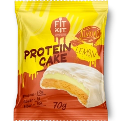 FIT KIT Десерт глазированный Кейк со вкусом Лимон-миндаль 70г (Protein Cake Almond lemon)