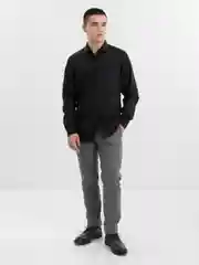 Черный рубашка мужская с длинным рукавом, приталенная Slim Fit