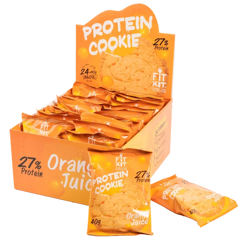 FIT KIT Десерт "КУКИ" со вкусом Апельсиновый сок 40г (Protein Cookie Orange Juice)