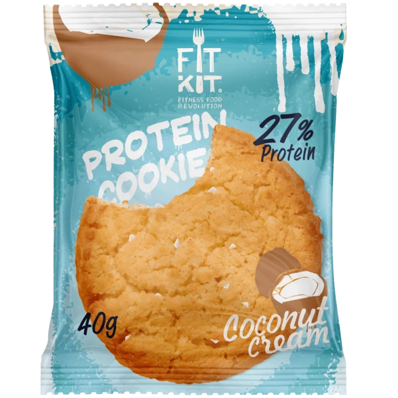 FIT KIT Десерт "КУКИ" со вкусом Кокосовый крем 40г (Protein Cookie Coconut cream)