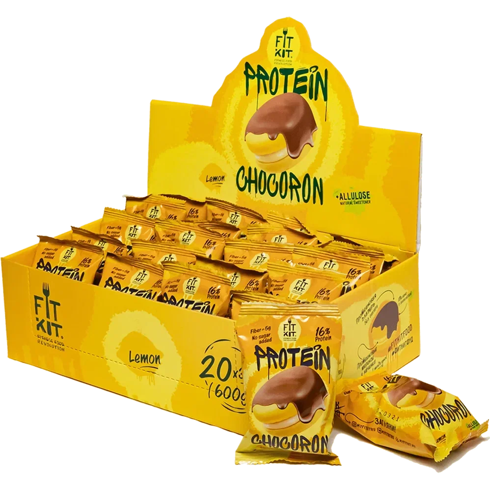 FIT KIT Десерт глазированный "ЧОКОРОН" со вкусом Лимон 30г (Protein Chocoron Lemon)