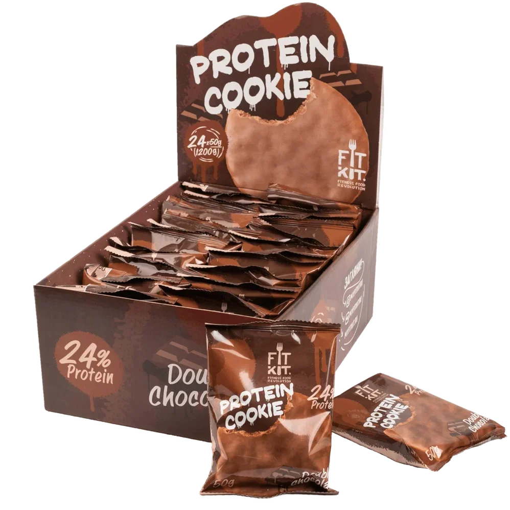 FIT KIT Десерт гл."КУКИ" со вк.Двойн.шокол.50г(Protein Chocolate Cookie Double chocolate)