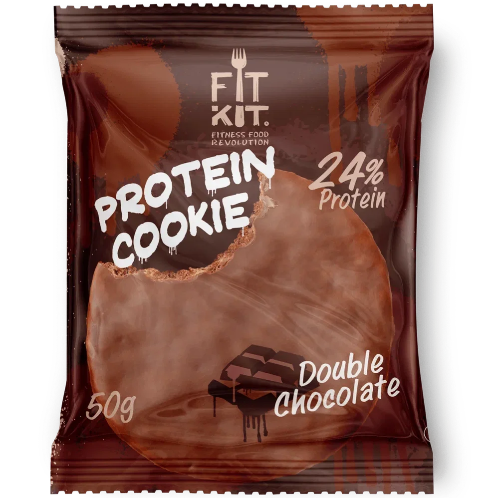 FIT KIT Десерт гл."КУКИ" со вк.Двойн.шокол.50г(Protein Chocolate Cookie Double chocolate)