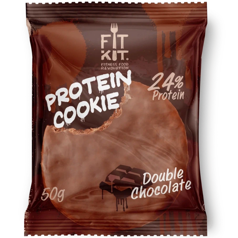FIT KIT Десерт гл."КУКИ" со вк.Двойн.шокол.50г(Protein Chocolate Cookie  Double chocolate)