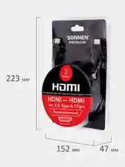 Кабель HDMI AM-AM, 3м, SONNEN, медь, для передачи аудио-видео,  экранированный, 513131