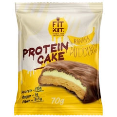 FIT KIT Десерт глазированный "КЕЙК" со вкус.Банан.пудинг 70г (Protein Cake Banana pudding)