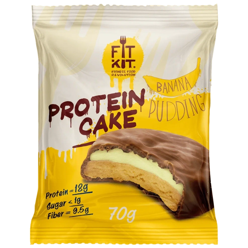 FIT KIT Десерт глазированный "КЕЙК" со вкус.Банан.пудинг 70г (Protein Cake Banana pudding)