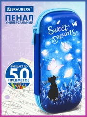 Пенал школьный для ручек, карандашей Brauberg, 1 отделение, Sweet dreams, 270704
