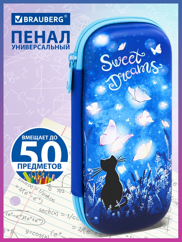 Пенал школьный для ручек, карандашей Brauberg, 1 отделение, Sweet dreams, 270704