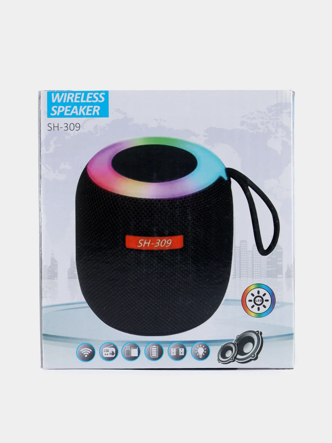 Черный колонка блютуз SH 309, портативная, с RGB подсветкой