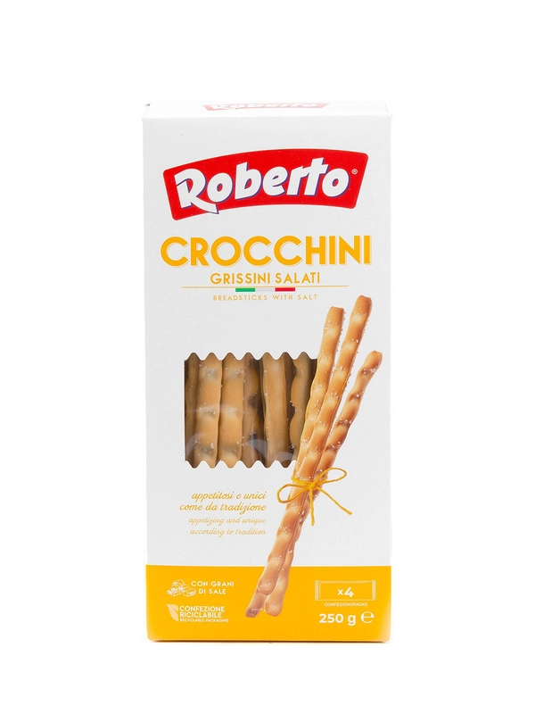 Палочки Хлебные Гриссини Кроккини соленые "Roberto" (0,250 кг) упак. 10 шт.