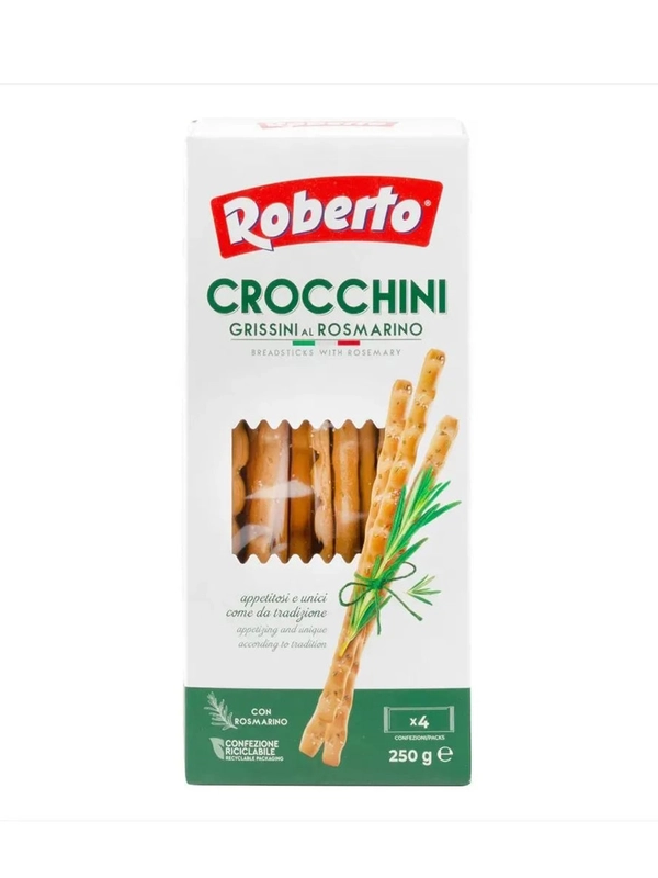 Палочки Хлебные Гриссини Кроккини с розмарином "Roberto" (0,250 кг) кор. 10 шт.