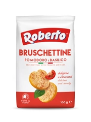Хрустящие хлебцы Брускеттине со вкусом томатов и базилика "Roberto" (0,100 кг) кор. 10 шт.