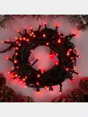 Красный гирлянда комнатная Нить тёмная, LED, контроллер 8 режимов