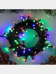 Разноцветный гирлянда комнатная Нить тёмная, LED, контроллер 8 режимов