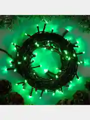Зеленый гирлянда комнатная Нить тёмная, LED, контроллер 8 режимов