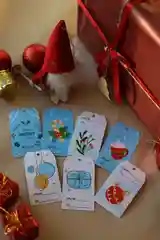 Голубой новогодние бирки/ открытки для подарков