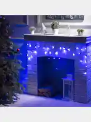 Синий гирлянда "Бахрома" 1.2 х 0.6 м, LED-60-220V, 8 режимов, нить тёмная