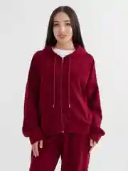 Бордовый костюм женский, спортивный, оверсайз, зип худи