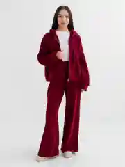 Бордовый костюм женский, спортивный, оверсайз, зип худи
