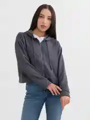Серый толстовка женская, худи на молнии, кофта, укороченная, зипка