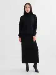 Черный костюм женский с юбкой