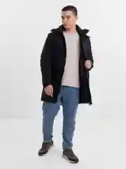 Синий меланж куртка мужская зимняя с капюшоном