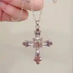 Цепочка розовый крестик / Богемский крест