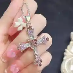 Цепочка розовый крестик / Богемский крест