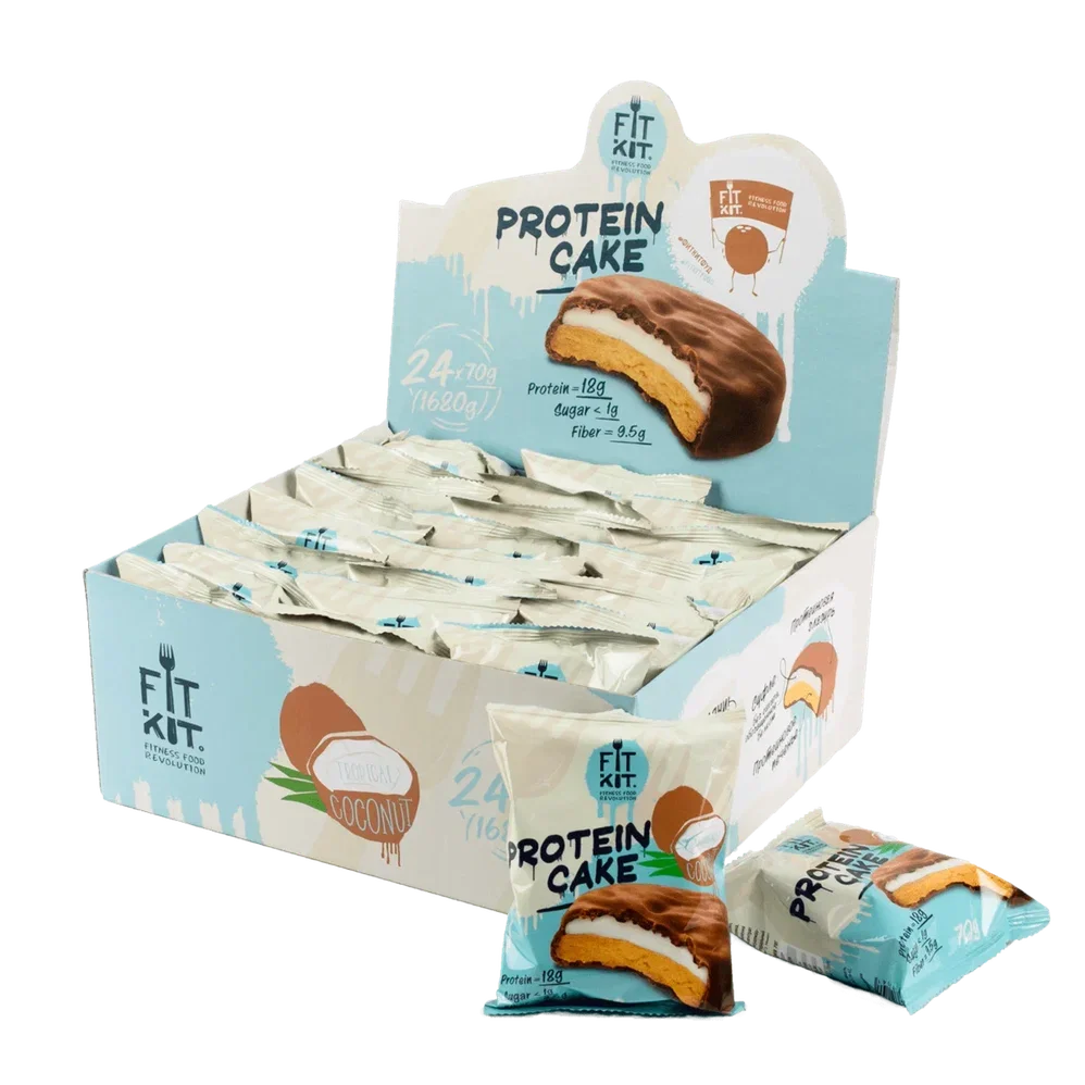 FIT KIT Десерт глазир."КЕЙК" со вкус.Тропический кокос 70г (Protein Cake Tropical coconut)