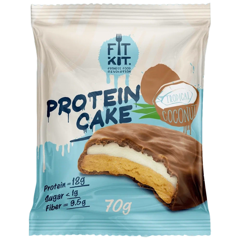 FIT KIT Десерт глазир."КЕЙК" со вкус.Тропический кокос 70г (Protein Cake Tropical coconut)