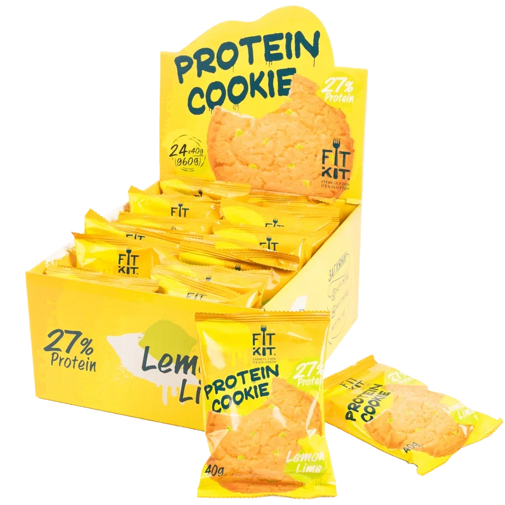 FIT KIT Десерт "КУКИ" со вкусом Лимон-лайм 40г (Protein Cookie Lemon Lime)